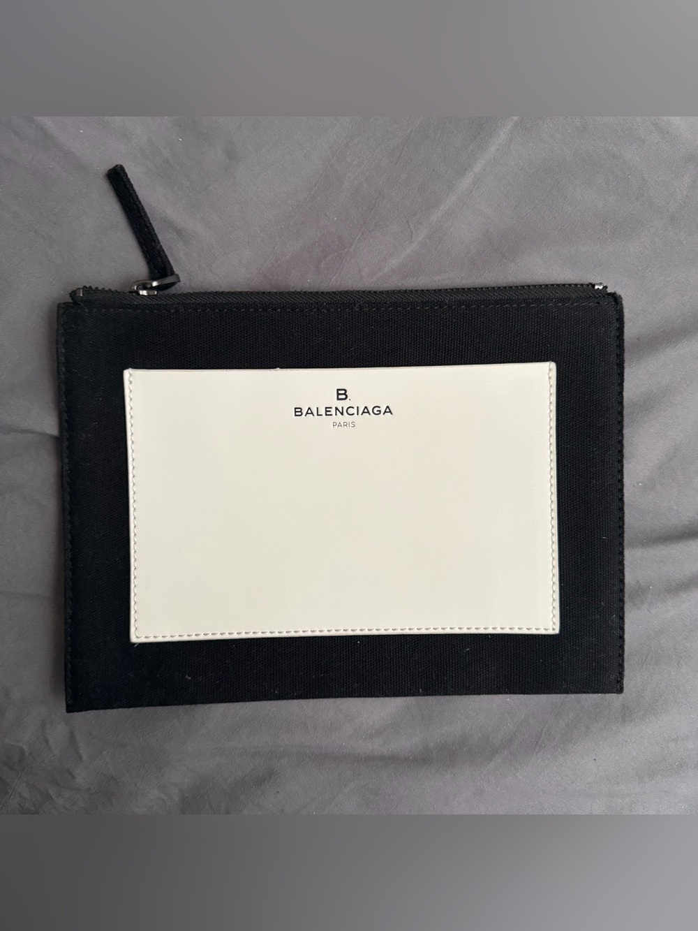 NEW Balenciaga Paris Canvas leather black white pouch clutch bag GWP zip case